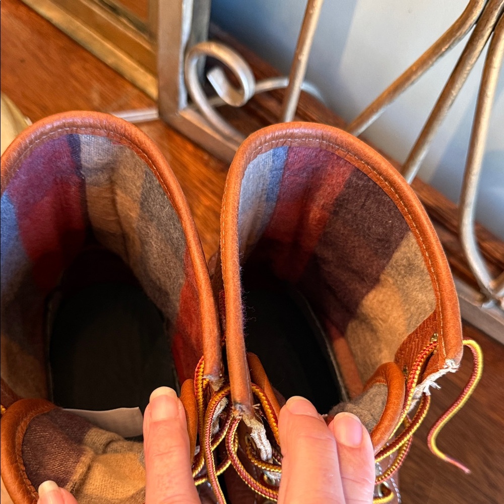 LL Bean Men's Brown Leather & Dark Brown Duck Boots - Classic Waterproof Size 9 - Picture 4 of 8